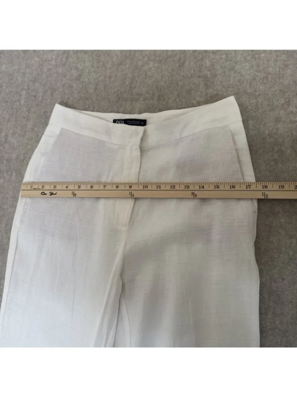 Zara High Waist Linen Flare Pants Womens M White Coastal New